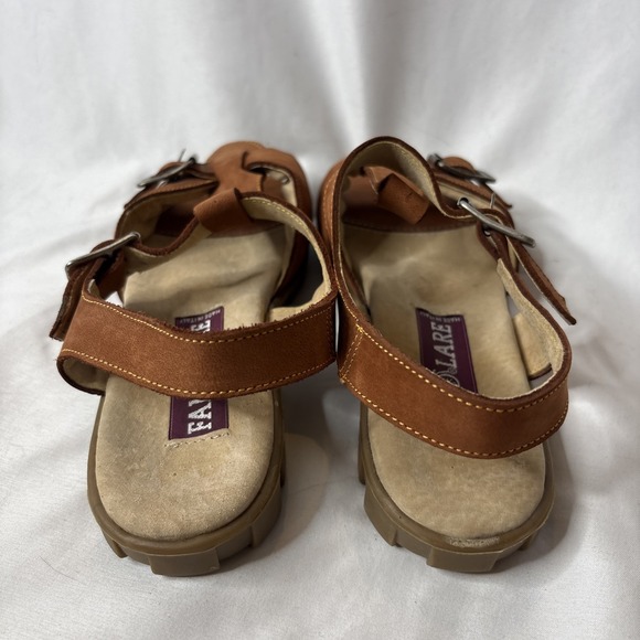 Vtg Famolare Womens 7M Leather Tan Buckle Sandals Italy - Picture 3 of 8